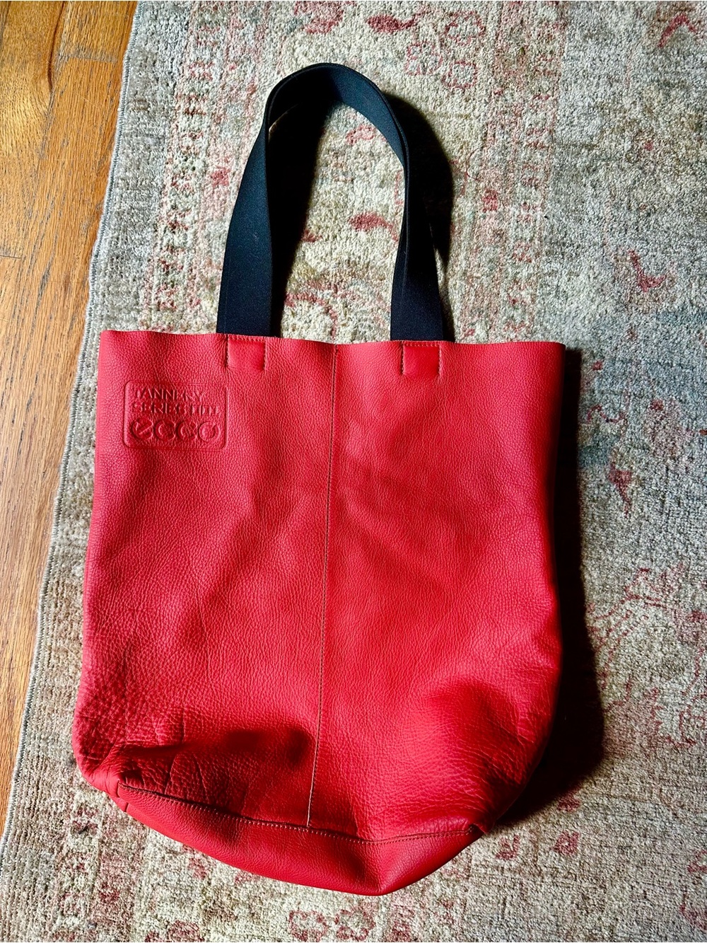 Ecco Red Embossed Leather Tote. NWOT